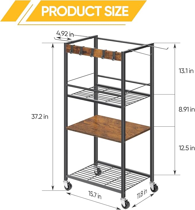 Home Gym Storage Rack, Heavy Duty Yoga Mat Holder Workout Equipment Storage Organizer Weight Rack with Hooks & Wheels for Dumbbells Kettlebells Dumbbell Yoga Block Foam Rollers Yoga Strap Resistance Bands, Fitness Exercise Equipment-StrideForce Fitness