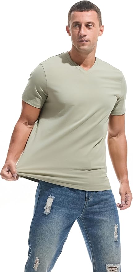 VEIISAR Premium V Neck T Shirts for Men - Modern Fitted Tees Vneck Undershirts-StrideForce Fitness