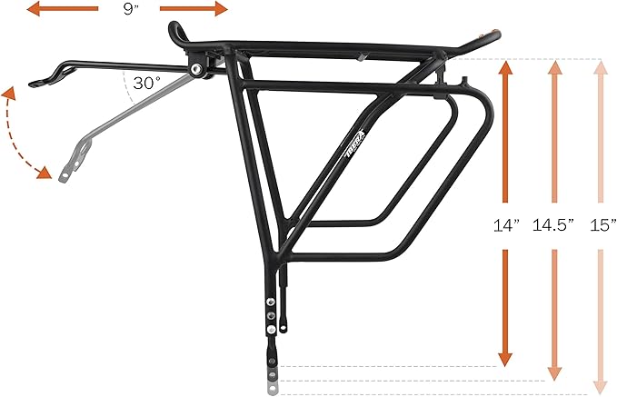 Ibera PakRak Touring Bicycle Seatpost/Disc/Non/Disc Rack and Quick Release Bag-StrideForce Fitness