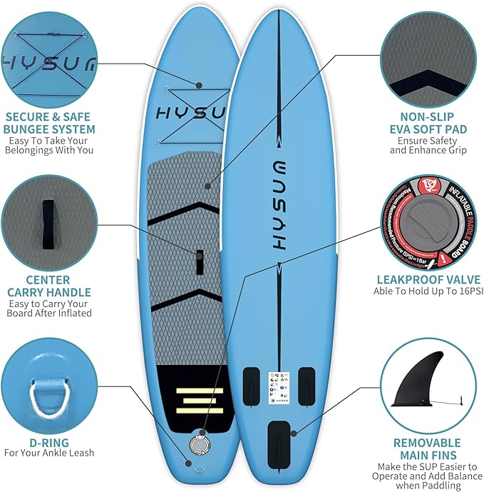 Inflatable Stand Up Paddle Board, 10'x30''x6'' Ultra-Light Paddleboards for All Skill Levels with SUP Accessories, Paddle, Fins, Leash, SUP Pump, Backpack-StrideForce Fitness