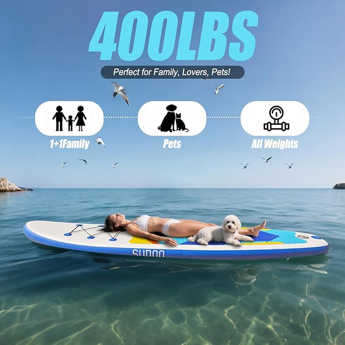 Inflatable Stand Up Paddle Board 10‘x30‘‘- Ultra-Light SUP with Backpack, Pump, Paddle, Coil Leash, 3 Fins, Repair Kit, Stable Design, Non-Slip EVA Deck for Adults & Youth-StrideForce Fitness