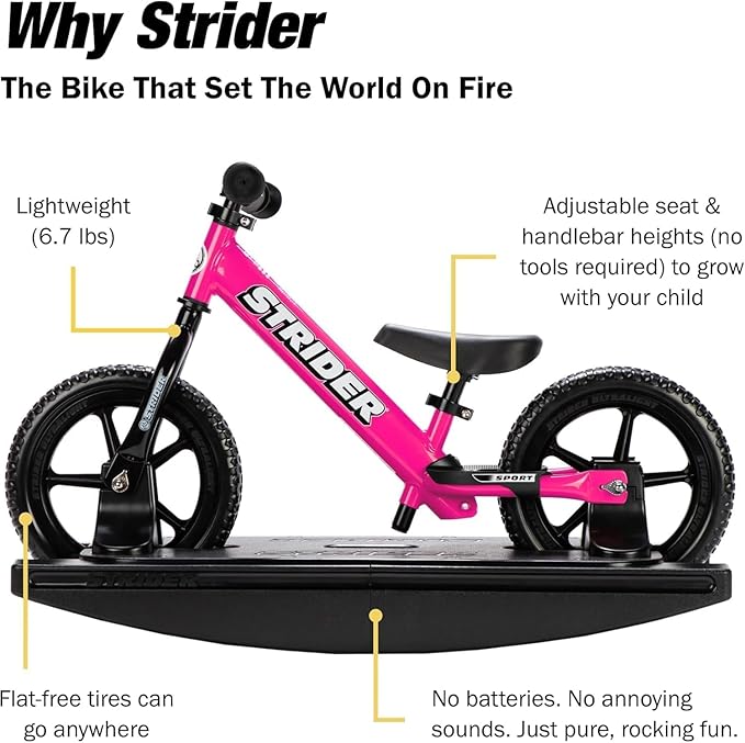 Strider 12” - Helps Teach Baby How to Ride a Balance Bicycle - for Kids 6 Months to 4 Years - Easy Assembly & Adjustments-StrideForce Fitness