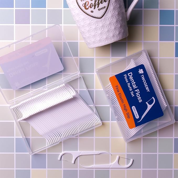 Dental Floss Picks - 100 Count Adult Floss Refill Set, Toothpicks Teeth Stick Tooth Cleaning Interdental Brush Dental Floss Pick Oral Hygiene Care.(2 x 50 Picks/Box)