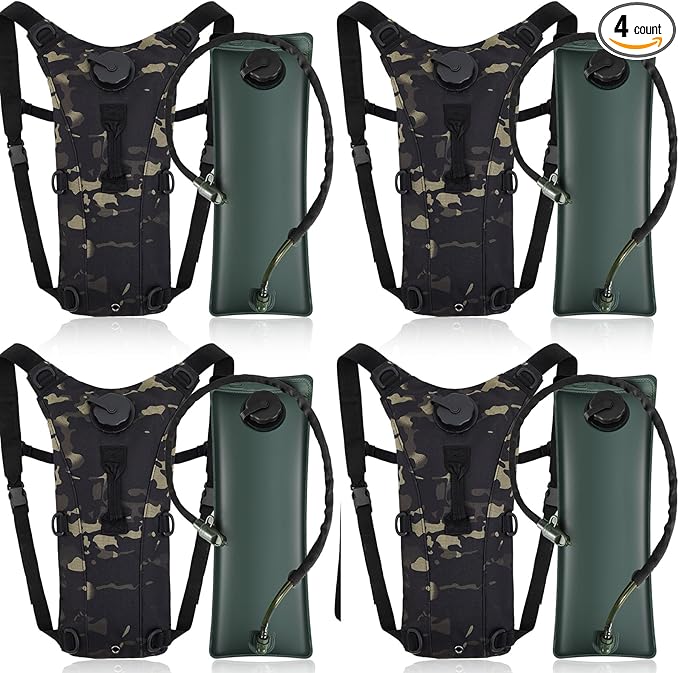 4 Pack Tactical Hydration Backpack with 3L Water Bladder Military Daypack Water Backpack Lightweight Hydration Back Pack for Running Cycling Climbing Hiking for Men Women-StrideForce Fitness
