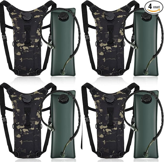 4 Pack Tactical Hydration Backpack with 3L Water Bladder Military Daypack Water Backpack Lightweight Hydration Back Pack for Running Cycling Climbing Hiking for Men Women-StrideForce Fitness