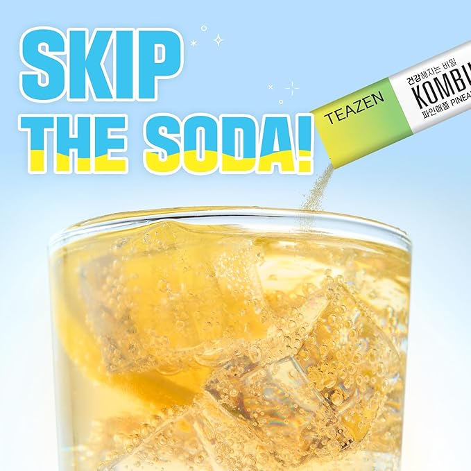 TEAZEN Pineapple Kombucha Tea, Hydration Drink Mix, Sugar Free, Live Probiotics & Prebiotics, 10 Sticks, 1.76oz-StrideForce Fitness