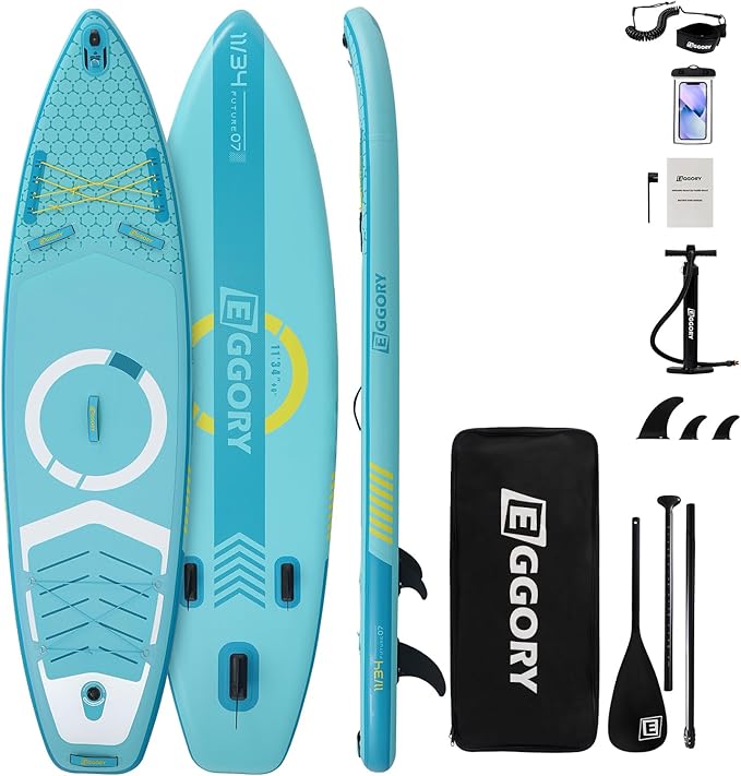 Inflatable Paddle Board,Stand Up Paddle Board Set, Extra Wide SUP Board with Removable Fin, Floating Paddle, Hand Pump, Waterproof Phone Pouch,Traveling Board-StrideForce Fitness