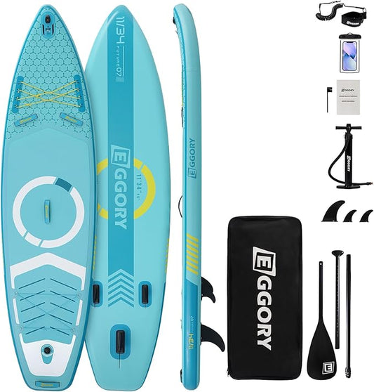Inflatable Paddle Board,Stand Up Paddle Board Set, Extra Wide SUP Board with Removable Fin, Floating Paddle, Hand Pump, Waterproof Phone Pouch,Traveling Board-StrideForce Fitness