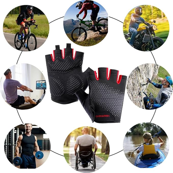weiatas Cycling Gloves for Men Women Padded, Half Finger Road Mountain Bike Gloves, Shock-Absorbing Anti-Slip Breathable Sports Gloves for Bicycle Riding Motorcycle Rowing Gym-StrideForce Fitness