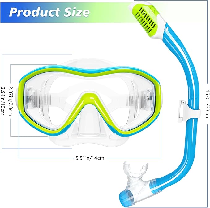 GoseWave Snorkeling Gear for Kids, Kids Snorkel Set for Ages 5-15, Anti-Fog Diving Mask and Dry Top Snorkel Set, Unisex Swimming Goggles with Nose Cover-StrideForce Fitness