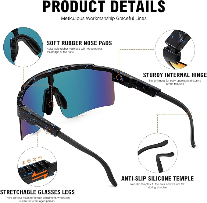 MALIDAK Sports Sunglasses for Mens Women Youth Baseball Sunglasses UV400 Protection Men Cycling Glasses-StrideForce Fitness