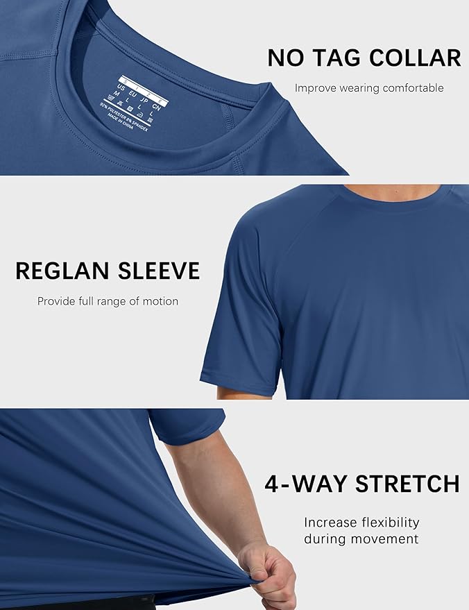 MAGCOMSEN Men's Short Sleeve UPF 50+ Sun Protection Shirts Quick Dry Athletic T-Shirt Hiking Running Swimming Rash Guard-StrideForce Fitness