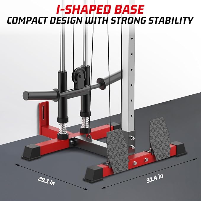 LAT Pulldown Machine, Multi-Functional Cable Machine with High and Low Pulley Station, Row Cable Machine Home Gym with Leg Support, Tricep Workout Equipment-StrideForce Fitness