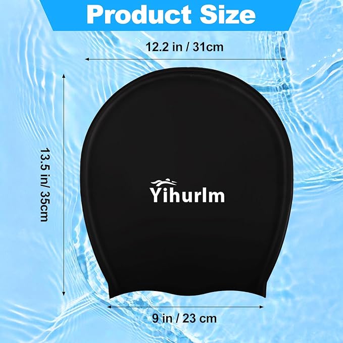 Extra Large Swim Cap,Swimming Caps for Women Men,Swim caps for Women,Waterproof Silicone Swim Cap,Keep Hair Dry,Swim Cap for Braids and Dreadlocks Women,Swim Cap for Long Thick Curly Hair-StrideForce Fitness