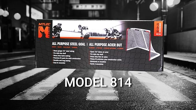 Mylec Steel Junior Hockey Goal for Indoor + Outdoor (52” x 43”), Easy Assembly, Lightweight, Portable, and Net Weave System (Red, 17 Pounds)-StrideForce Fitness