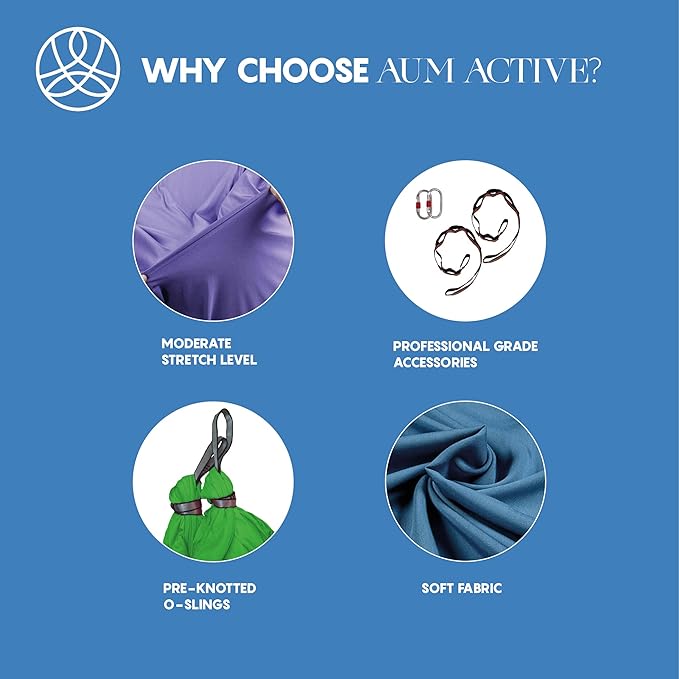 Aerial Silk Yoga Hammock & Swing for Home, Inversion Exercises, Starter Kit for All Levels - Durable with Extension Straps, Carabiners, and Pose Guide-StrideForce Fitness