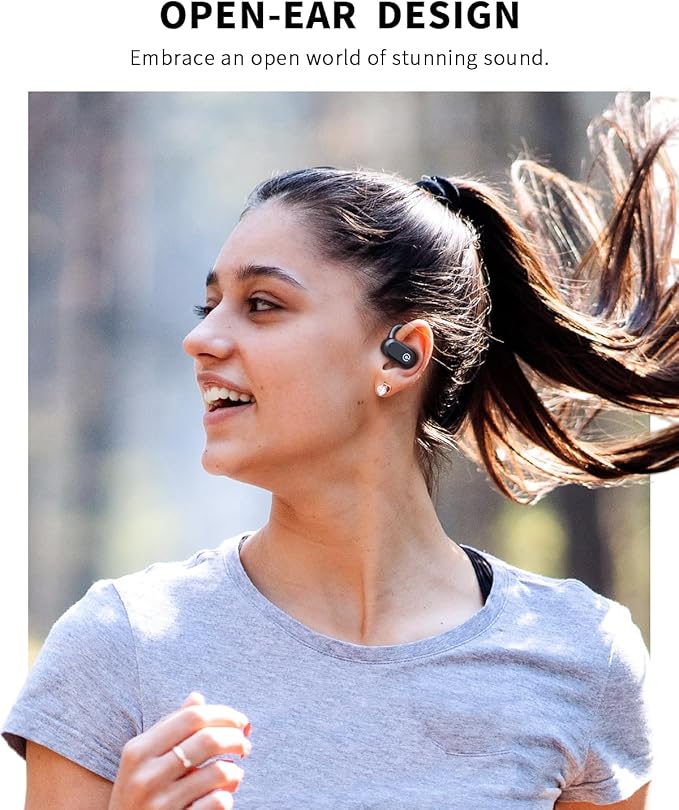 CXK Open Ear Headphones, Bluetooth 5.4 True Wireless Earbuds Bone Conduction Headphones with 60Hrs Stereo Sound, 0.27oz Lightweight Design Open Earbuds with Mic, IPX6 Waterproof Fit Running, Black-StrideForce Fitness