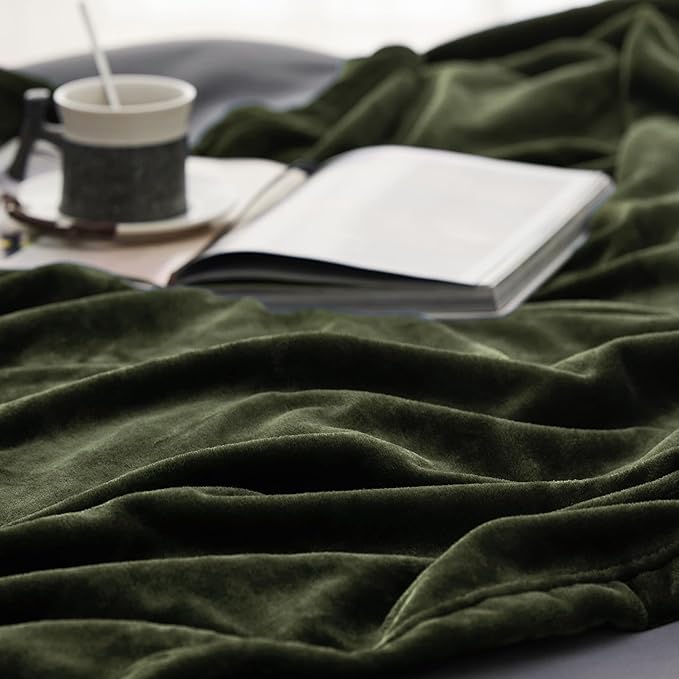Bedsure Fleece Throw XL Blanket Olive Green - 300GSM Soft Lightweight Plush Cozy Blankets for Bed, Sofa, Couch, Travel, Camping, 50x70 inches-StrideForce Fitness