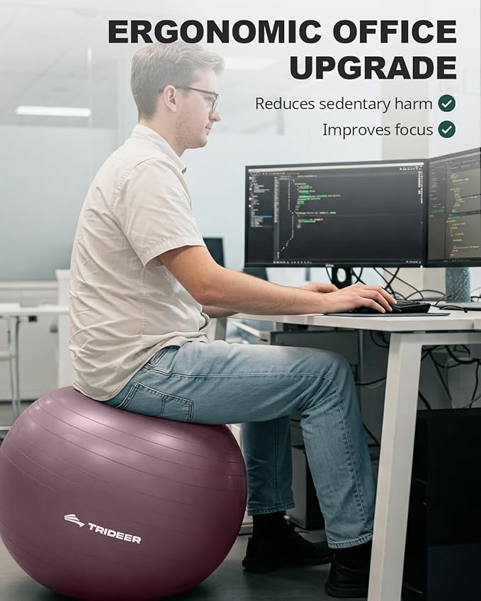 Trideer Yoga Ball – Anti-Burst Exercise Ball for Pregnancy, Office, Birthing, Stretching & Core Workout – Home Gym & Therapy-StrideForce Fitness