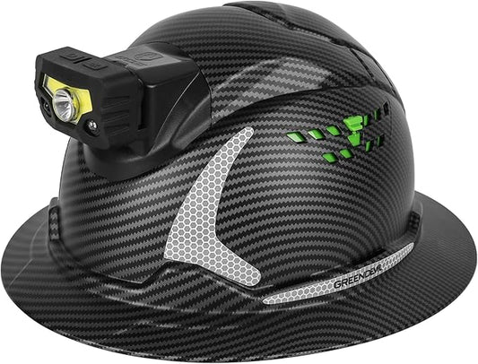 GREEN DEVIL Matrix Full Brim Hard Hat with Headlight Vented Construction Safety Helmet OSHA Approved Cascos De Construccion Work Hardhat for Men&Women-StrideForce Fitness