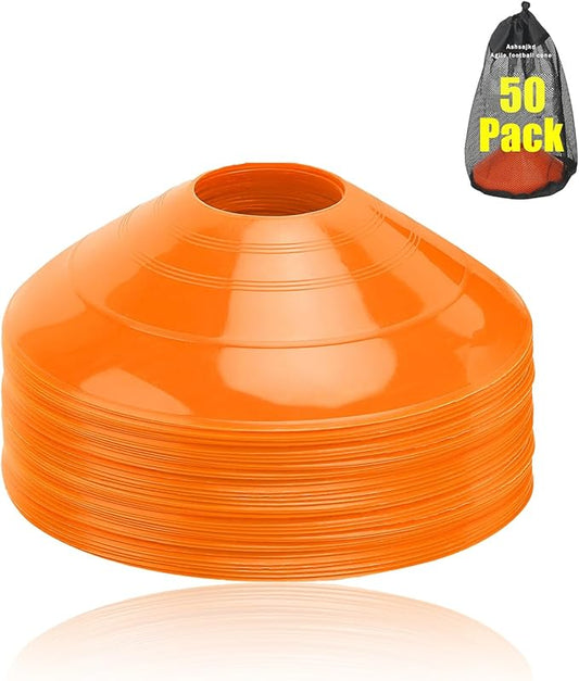 Ashsajkd(Set of 25/50/100 - Agility Soccer Cones with Carry Bag and for ， Football Cones for TrainingFootball, Basketball, Coaching, Agility Cones for Indoor and Outdoor Games-StrideForce Fitness