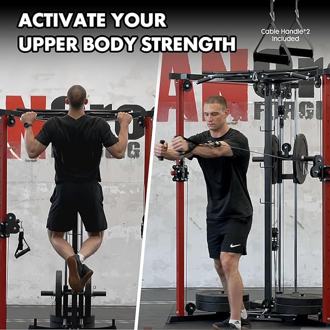 Mikolo Cable Crossover Machine, Functional Trainer with 17 Adjustable Positions, Home Gym Equipment with High and Low Pulley System for LAT Pulldowns and Seated Cable Row, Cable Fly Machine-StrideForce Fitness