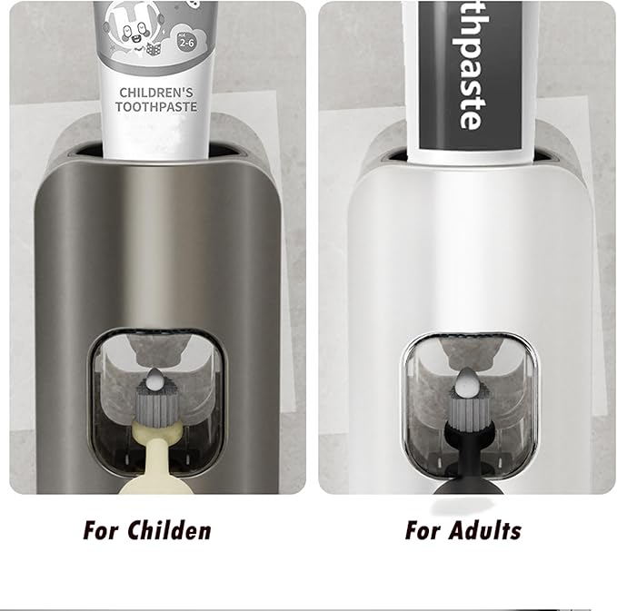 Toothpaste Dispenser, BUILDEC Automatic Electric Toothpaste Squeezer with Sensor Wall-Mounted for Washroom Bathroom(White & Black)