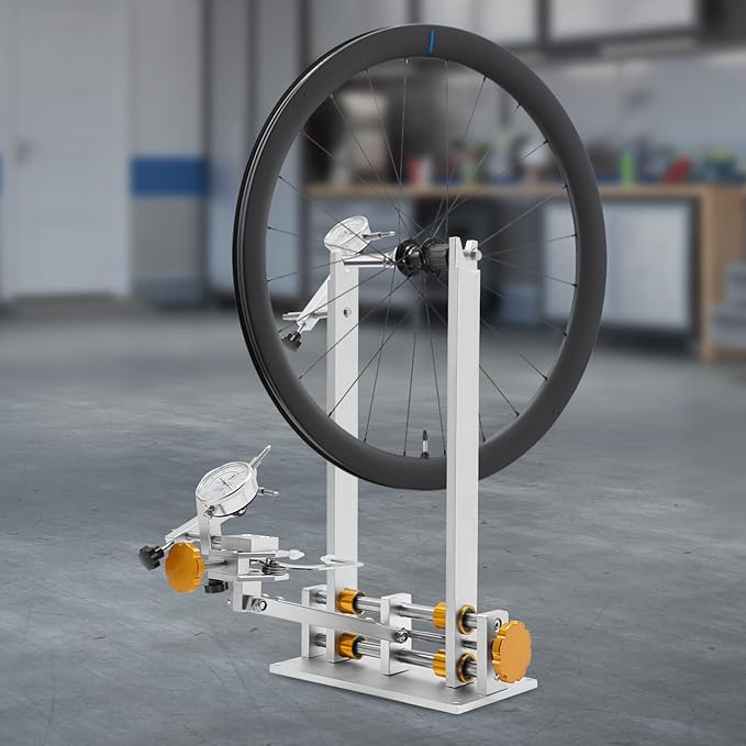 Bicycle Wheel Truing Stand ,Bicycle Wheel Repair Tool Kit Heavy-Duty Adjustable Repair Bracket w/3 Precision Gauges, Foldable Design, Universal 10-29" Wheelset Compatibility for Bike Shops & Home-StrideForce Fitness