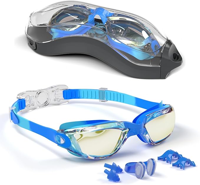 Kids Swim Goggles, Swimming Goggles for Kids with Nose Clip, Earplugs, Nose Bridge for Age 3-15-StrideForce Fitness