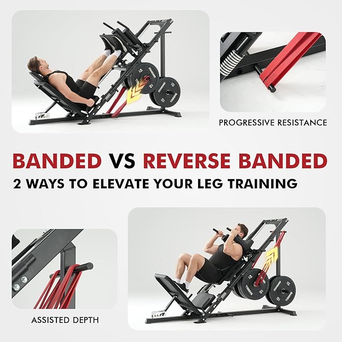Mikolo Leg Press Hack Squat Machine Combo, Leg Press Machines for Home Gym with Linear Bearing, Hack Squat Machine with Rear and Front Band Pegs, Leg Machine for Full Range Leg Training-StrideForce Fitness