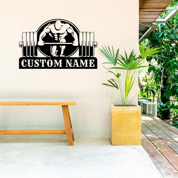 Customized Metal Gym Name Sign, Personalized Sports Room Wall Art,Metal Gym Sign,Unique Fitness Wall Sign, Gym Lovers Unique Gift, Gym Wall Art,Training Center Sign (Style-14)-StrideForce Fitness