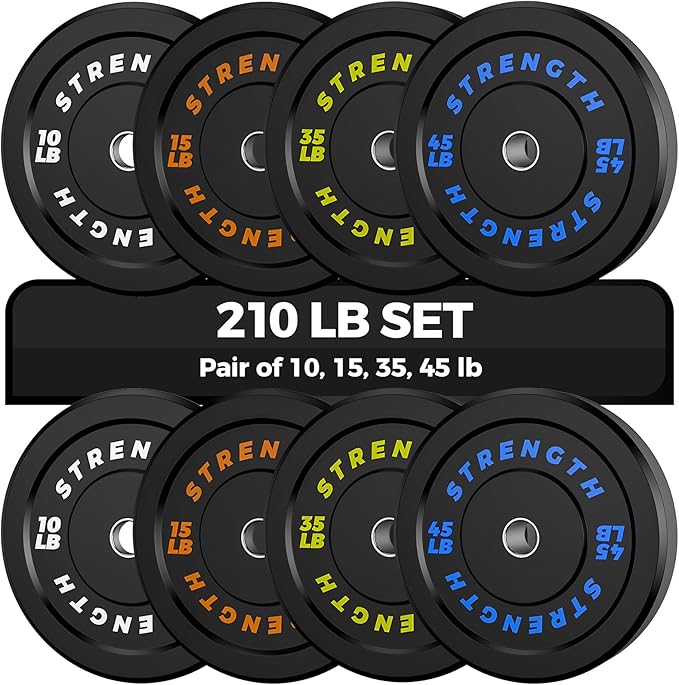 Olympic Rubber Bumper Weight Set - 2 Inch Barbell Plates for Home Gym Strength Training-StrideForce Fitness