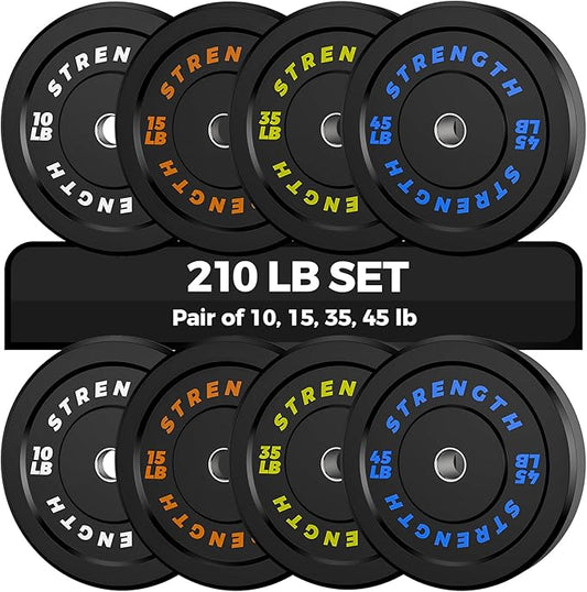 Olympic Rubber Bumper Weight Set - 2 Inch Barbell Plates for Home Gym Strength Training-StrideForce Fitness