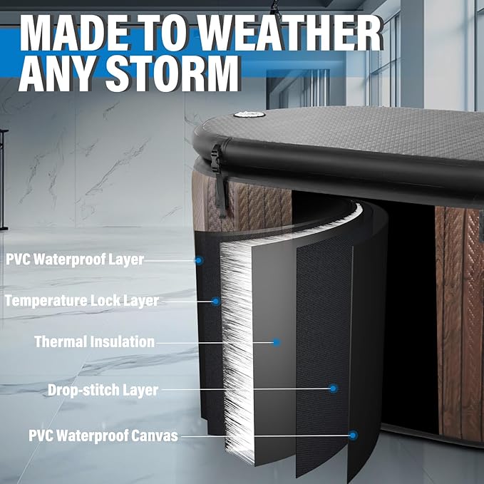 AKSPORT Ice Bath Tub for Athletes, 151 Gallons Inflatable Cold Plunge Tub Compatible with Water Chillers, Icebath for Recovery & Cold Water Therapy, Portable Bathtub for Indoor & Outdoor-Wood-StrideForce Fitness