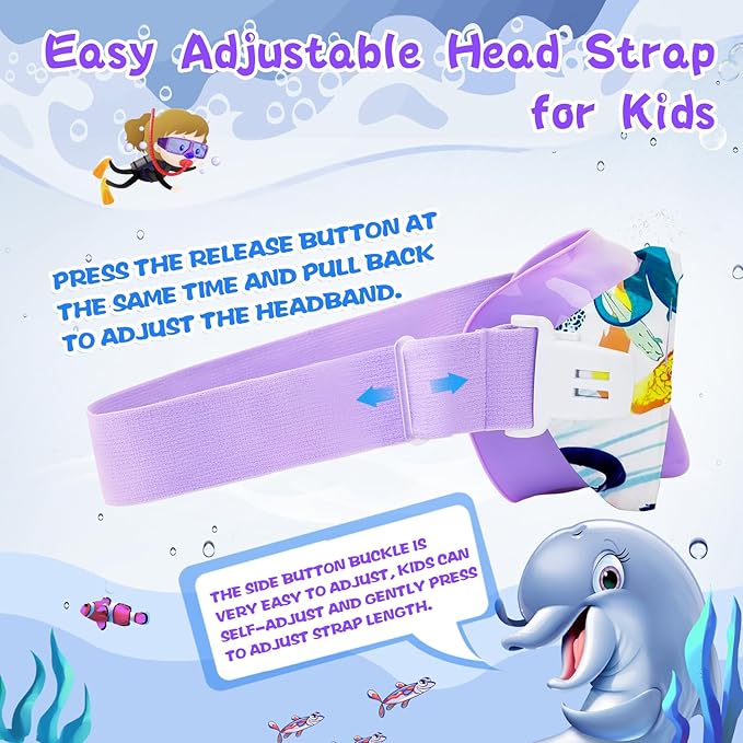 Kids Swim Goggles with Nose Cover, 180° Panoramic Snorkel Mask with Anti-Fog & Anti-Leak Design, Comfort Fabric Strap UV Protection Lens for Boys Girls Ages 3-15-StrideForce Fitness