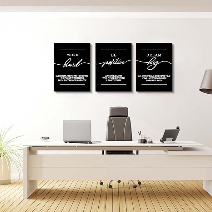 Motivational Wall Art - Inspirational Canvas Poster Prints Black Quotes Paintings Picture Entrepreneur Positive Quotes Office Wall Decor Decoration for Living Room Bedroom Framed-StrideForce Fitness