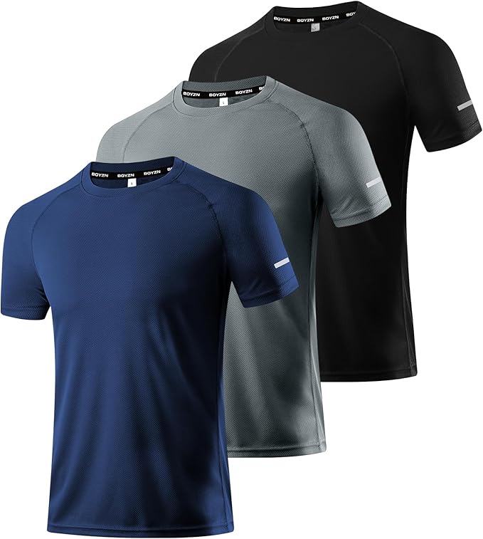 Boyzn 1, 3, 5 or 7 Pack Men's Workout Running Shirts, Dry Fit Moisture Wicking T-Shirt, Gym Athletic Short Sleeve Tee Shirts-StrideForce Fitness