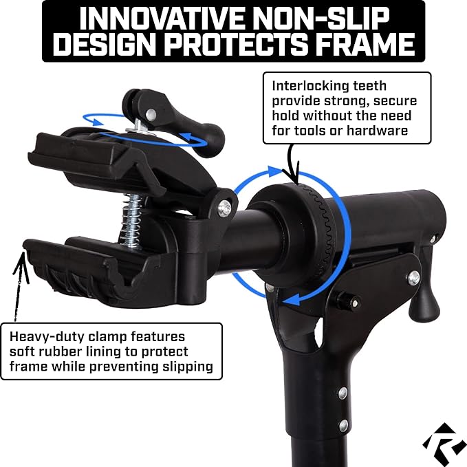 Revere Bike Repair Stand & Storage Bag, Telescoping Arm, Rotating Clamp, Magnetic Tool Tray, and Adjustable Handlebar Rod - Heavy Duty, Sturdy, Adjustable-StrideForce Fitness