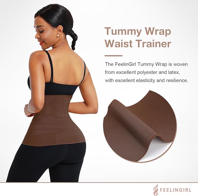 FeelinGirl Waist Trainer for Women Trimmer Belt Waist Cincher Tummy Wrap Plus Size Snatch Me Up Bandage Body Shaper-StrideForce Fitness