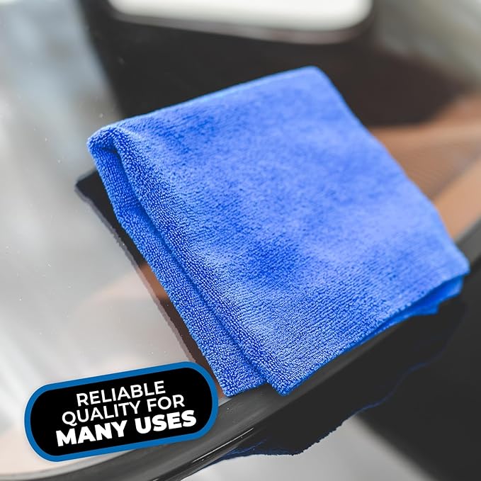 The Rag Company - Edgeless 365 Microfiber Towels (10-Pack) Premium 70/30 Blend, Professional Polishing, Wax Removal, Auto Detailing, 365gsm, 16in x 16n, Royal Blue-StrideForce Fitness