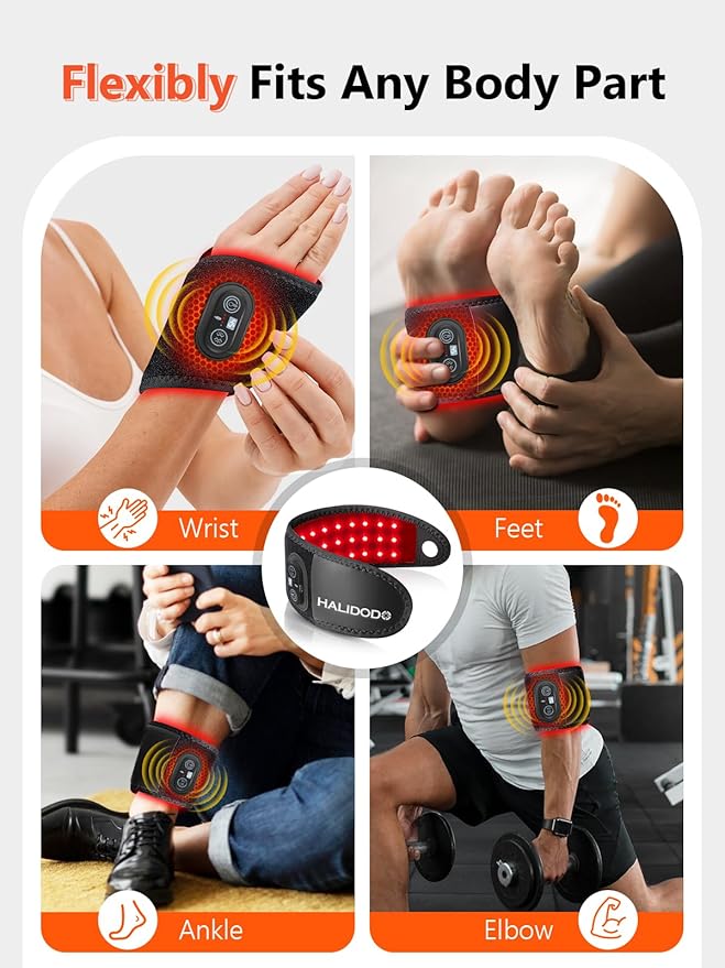Red Light Therapy for Hand Wrist with Heat & Massage, 3000mAh Wireless Controller Infrared Light with 108 Beads Wrist Brace & Hands Wrap Pad for Knee Ankle Foot Joint Faster Recovery Pain Relief-StrideForce Fitness