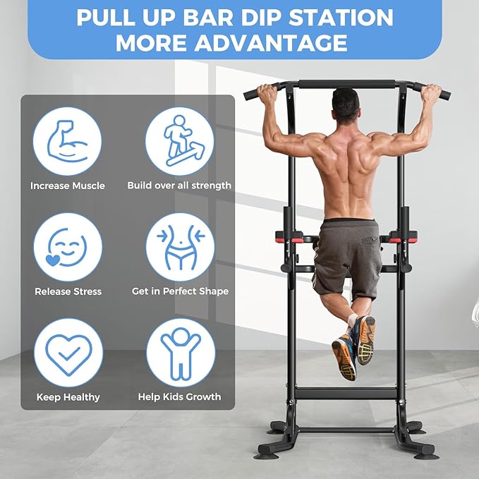 ZENOVA Pull Up Bar Dip Station Multi-Function Strength Training Equipment for Men Women Muscle Building 330/500 LBS Weight Capacity-StrideForce Fitness