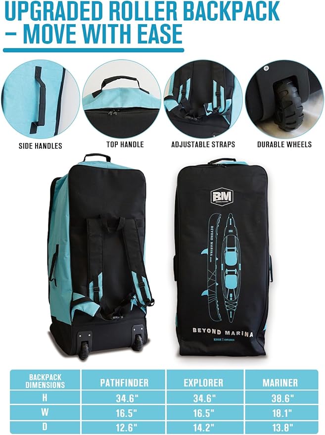 BEYOND MARINA Inflatable Kayak 1 & 2 & 3 Person Adult- Full Drop Stitch Kayak with Aluminum Paddles, Seats, Footrests, Pump, Fins-StrideForce Fitness