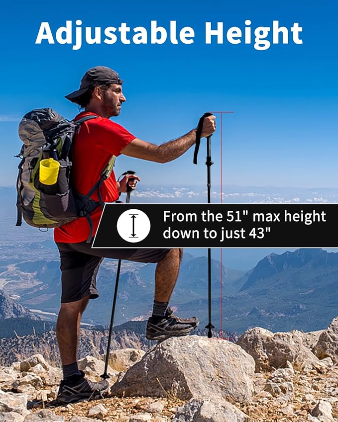 AISUNOURDOOR Lightweight Adjustable Trekking Poles, Aluminum Collapsible Travel Hiking or Walking Sticks for Women Children, with One Disposable Raincoat-StrideForce Fitness