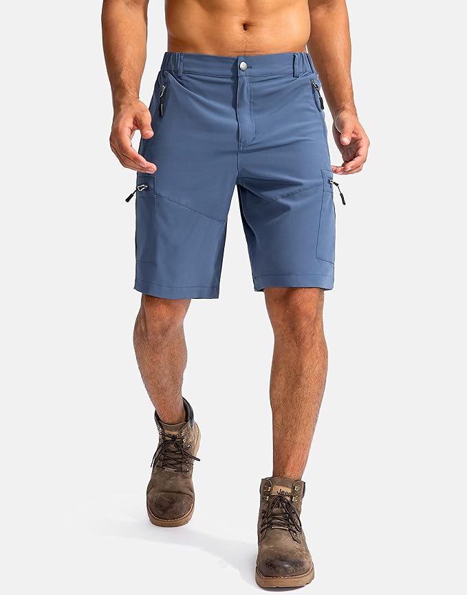 Pudolla Men's Hiking Cargo Shorts 9" Lightweight Outdoor Work Shorts for Men Travel Golf Camping Casual with 5 Zipper Pockets-StrideForce Fitness
