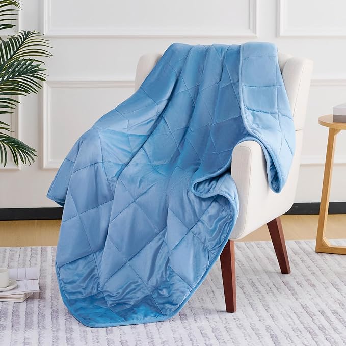 L'AGRATY Weighted Blanket - 60"x80" 15lbs Soft Breathable Heavy Blanket Minky Material with Glass Beads for Adult All-Season Summer Fall Winter Soft Thick Comfort-StrideForce Fitness