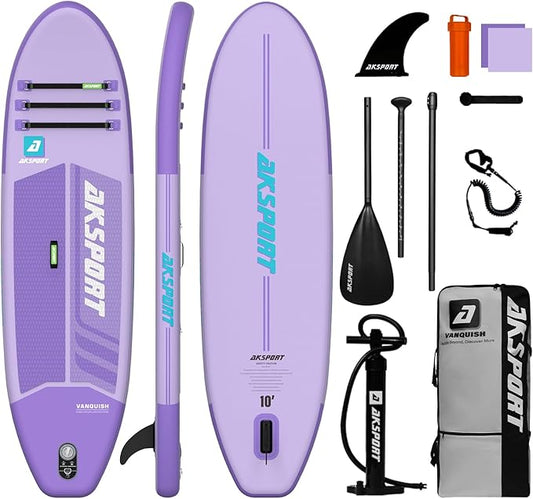 AKSPORT Inflatable Stand Up Paddle Board, SUP Board with All Accessories, Wide Stable Design, Non-Slip Deck, Inflatable Paddle Boards for Youth & Adult-StrideForce Fitness