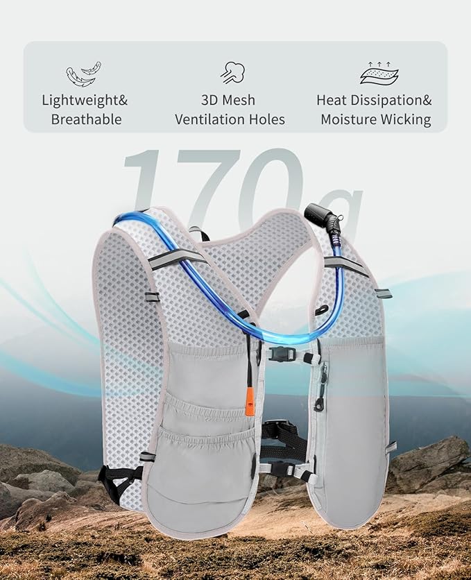 ECOHUB Running Hydration Vest Backpack,Lightweight Breathable Pack with 2L Water Bladder Bag Daypack for Hiking Trail Running Cycling Race Marathon for Women Men-StrideForce Fitness