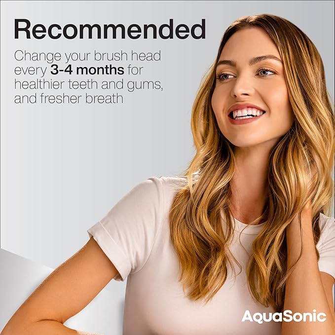 AquaSonic Genuine Icon Replacement Brush Heads | Compatible with AquaSonic Icon Toothbrush | 2 Brush Heads | for Normal & Sensitive Teeth (Stone)