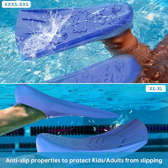 Gintenco Swim Fins, Kids Swim Training Fins for Lap Swimming, Travel Size Flippers with Mesh Bag, Silicone Swimming Fins for Kids Teens Adults Women Men-StrideForce Fitness